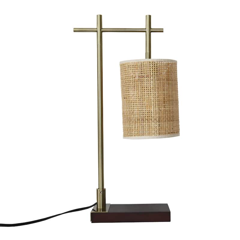 Bedroom Table Lamp Romantic Warm Study Room Desk Bedside Lamp, Bamboo Lampshade Table Lamp - Dark Brown - Bronze 110V