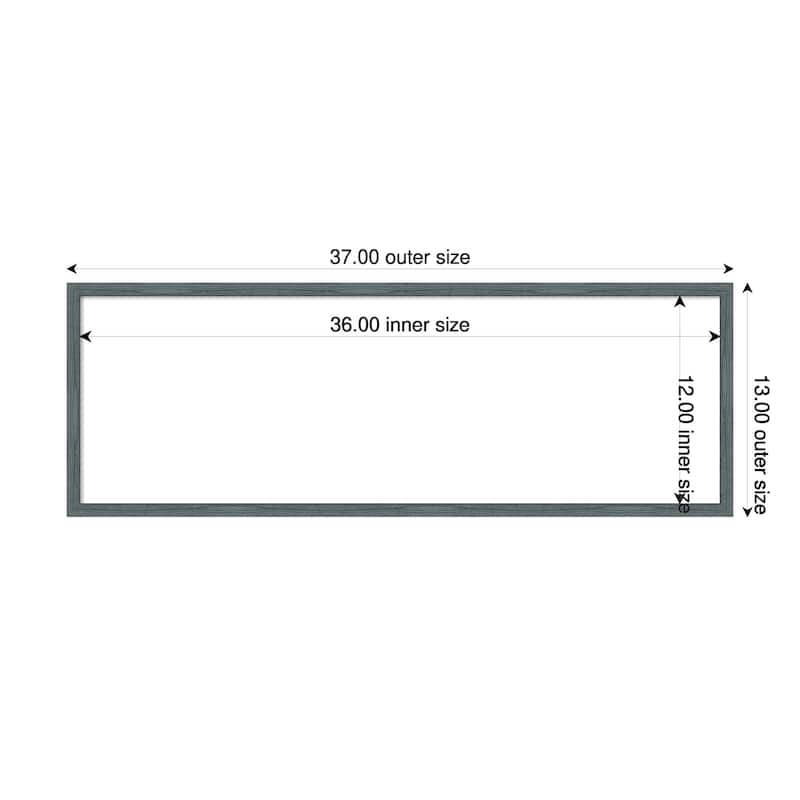 Amanti Art Dixie Blue Grey Rustic Narrow Framed Dry Erase Magnetic Board - 37 x 13 in