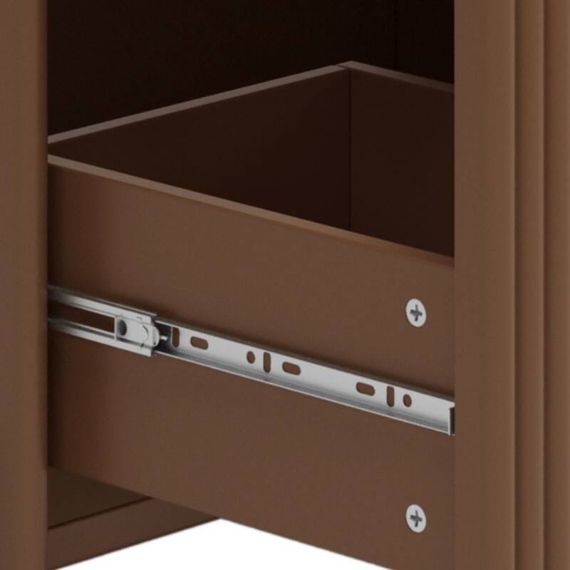 Bathroom Vanity with Ceramic Sink, Freestanding Bathroom Storage Cabinet, Fluted Bathroom Vanity with 2 Full-Extension Drawers