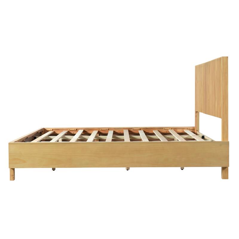 Christopher Knight Home - Adelynn Modern Wood Platform Bed with Vertical Slat Headboard, No Box Spring Needed