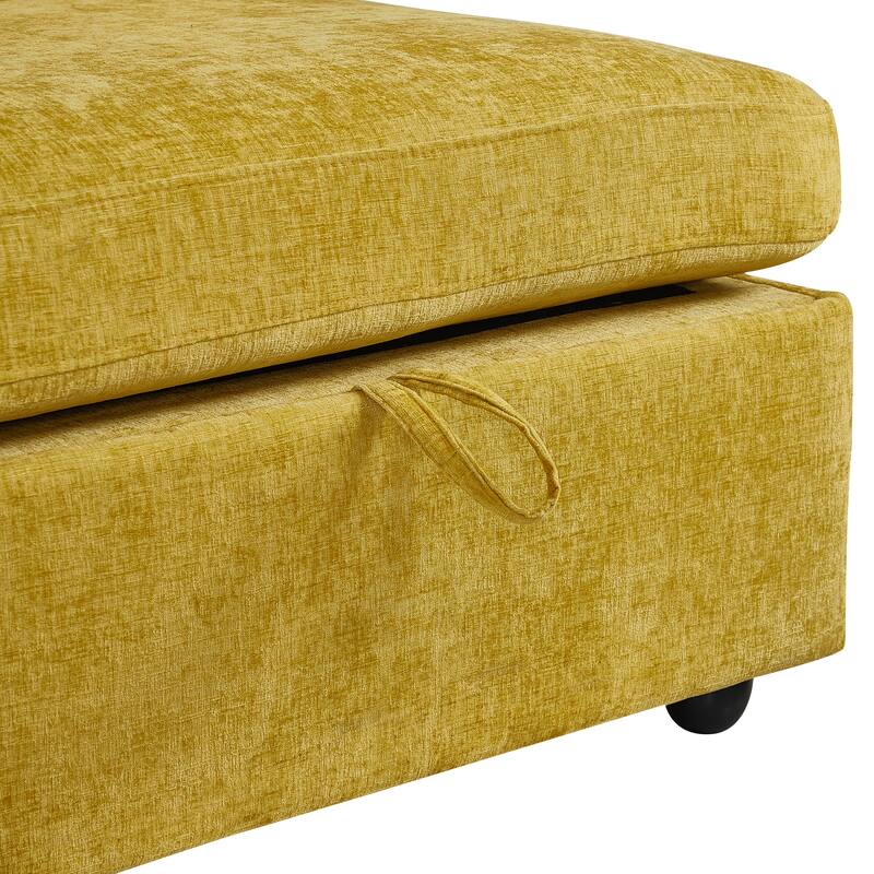 Chenille Modular Sectional Sofa with Right-Arm Chaise & Middle Seat