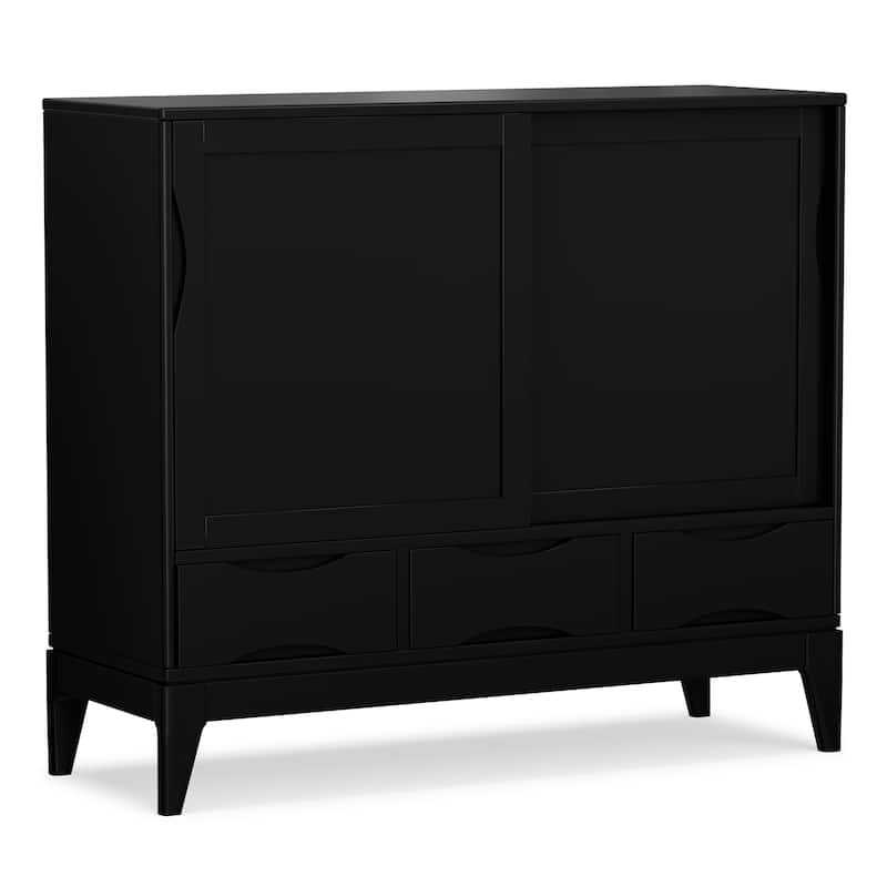 WYNDENHALL Pearson SOLID HARDWOOD 48" Wide Modern Medium Storage Cabinet - 48"w x 17"d x 42" h