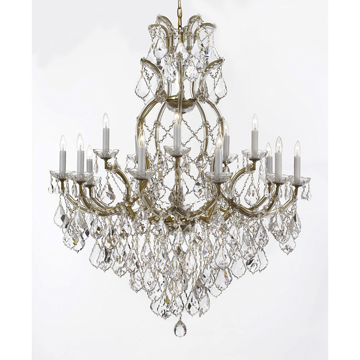 Swarovski Crystal Trimmed Maria Theresa Chandelier Lights Fixture Pendant Ceiling Lamp Dressed with Large, Luxe Crystals - Chandeliers For Bedrooms by Overstock.com