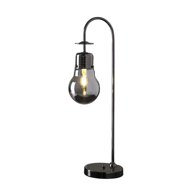 29 In. Adan Edison Glass LED Downbridge Black Chrome Metal Table Lamp