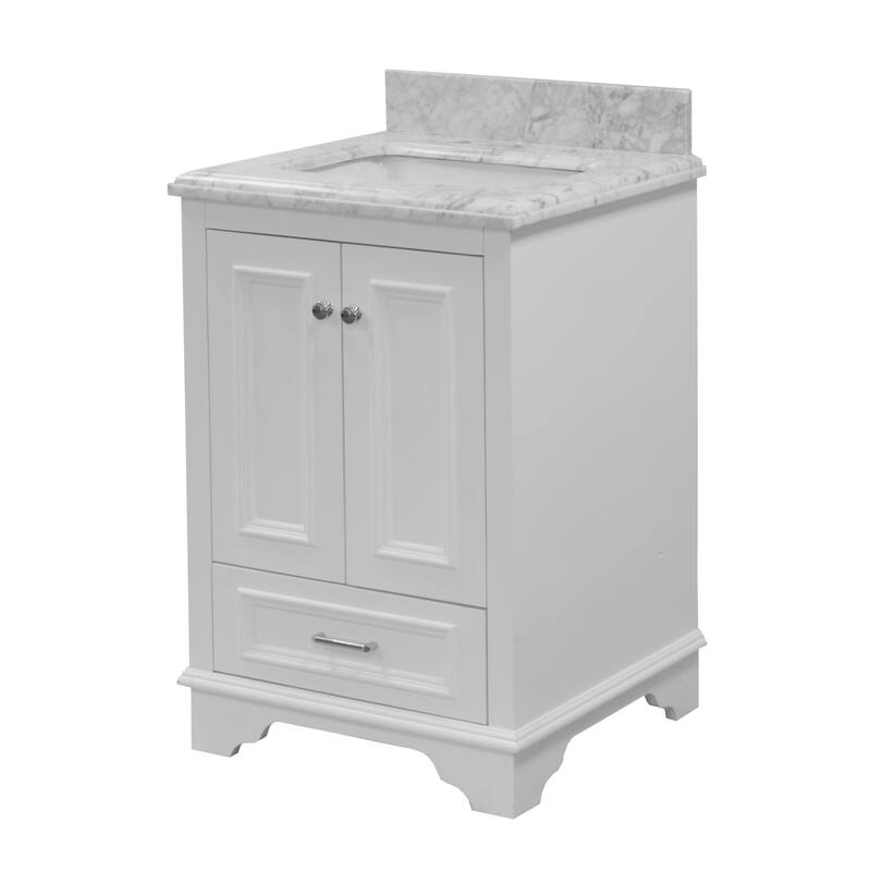 KitchenBathCollection Nantucket 24" Bathroom Vanity with Carrara Marble Top
