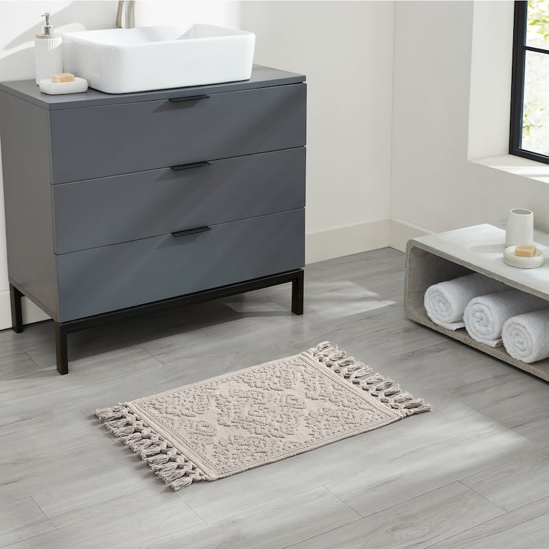 Jean Pierre Ricardo Cotton Fringe Bath Rug