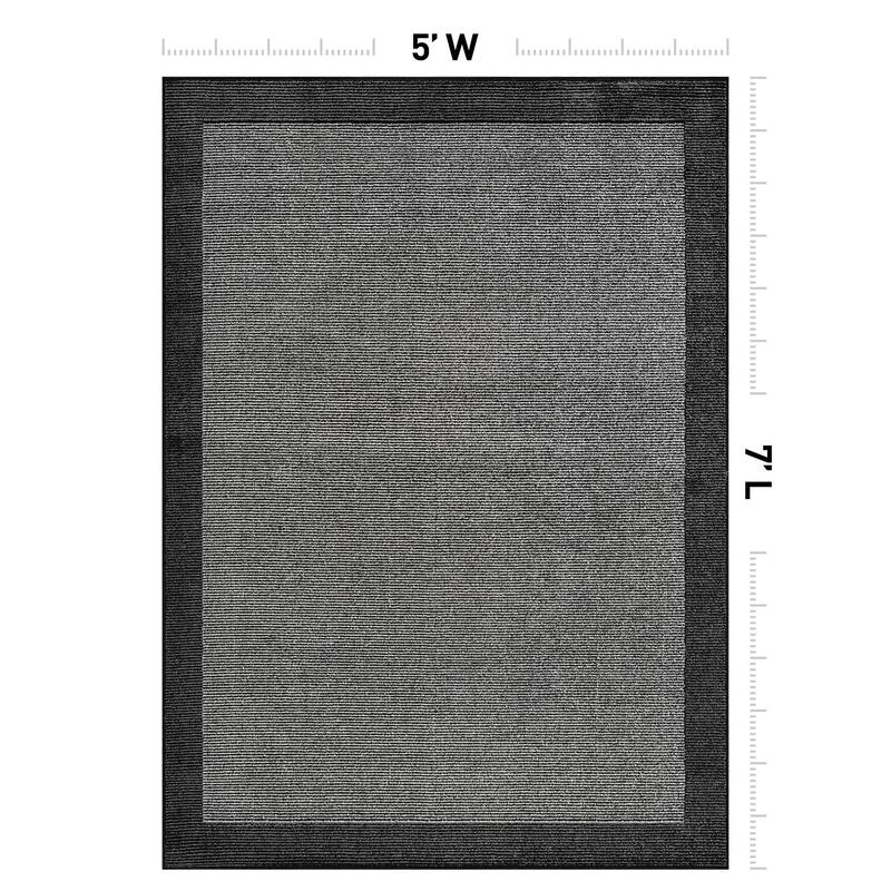 Modern Geometric Stripe Bordered Area Rug for Living Room, Bedroom, or Entryway - Low Pile Indoor Rug