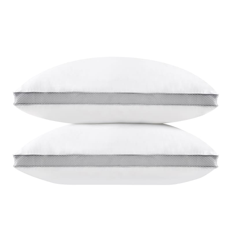 2-Pack Cotton Pillows Gusseted Pillows for Side, Stomach and Back Sleeper
