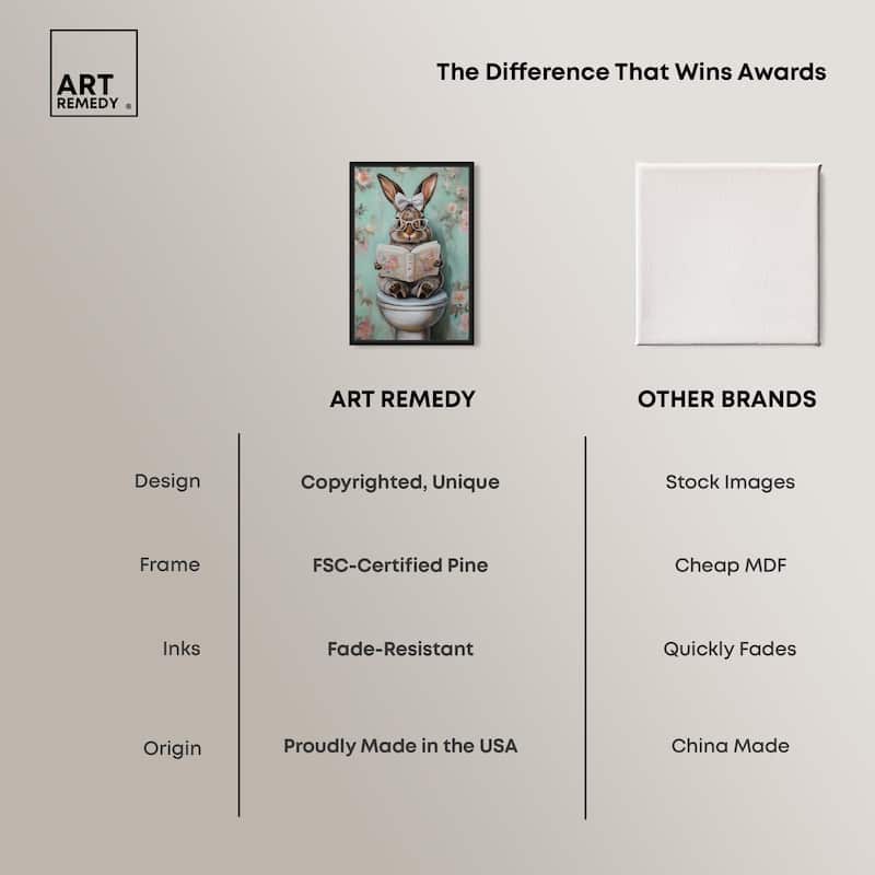 Petite Floral Toilet Bunny Canvas by Art Remedy