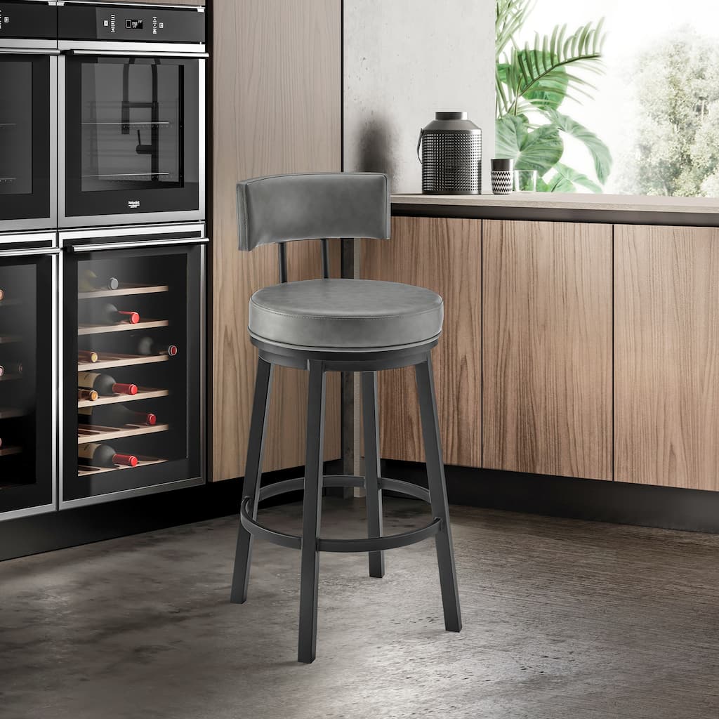 Dalza Faux Leather and Metal 360 Swivel Bar or Counter Stool
