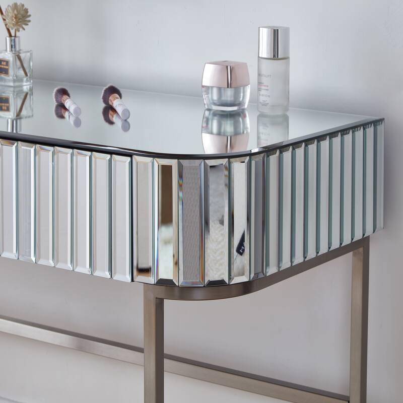 39" Mirrored Makeup Vanity Table with Stainless Steel Base