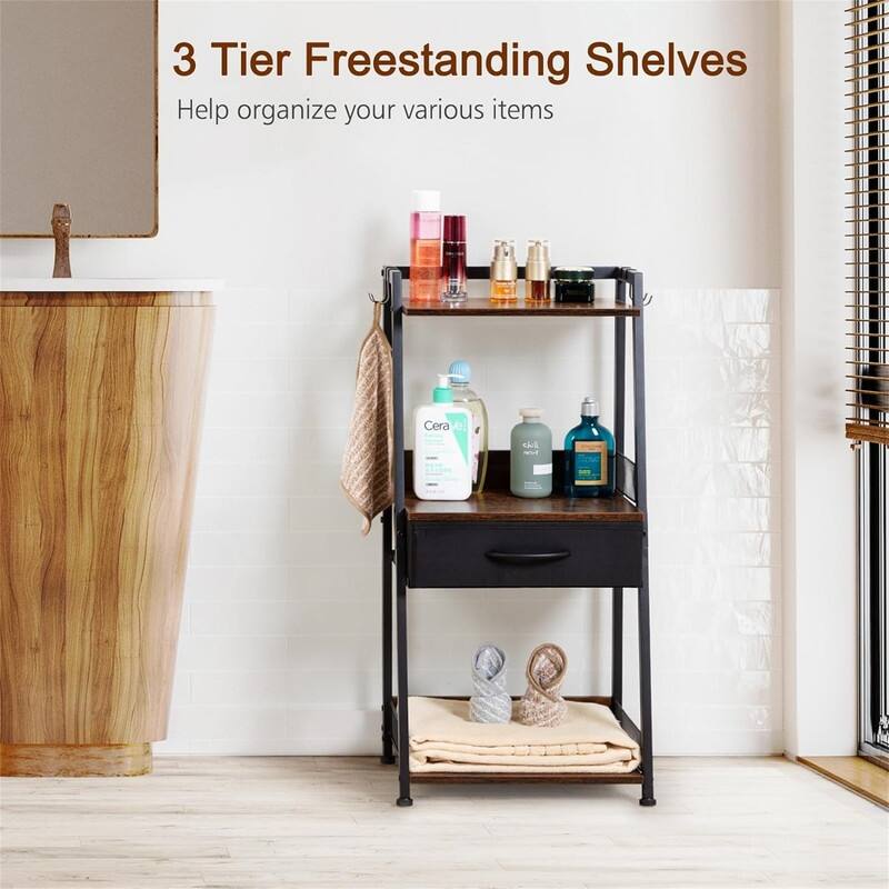 3 Tier Bathroom Ladder Shelf - 11.22"D x 14.88"W x 30.51"H