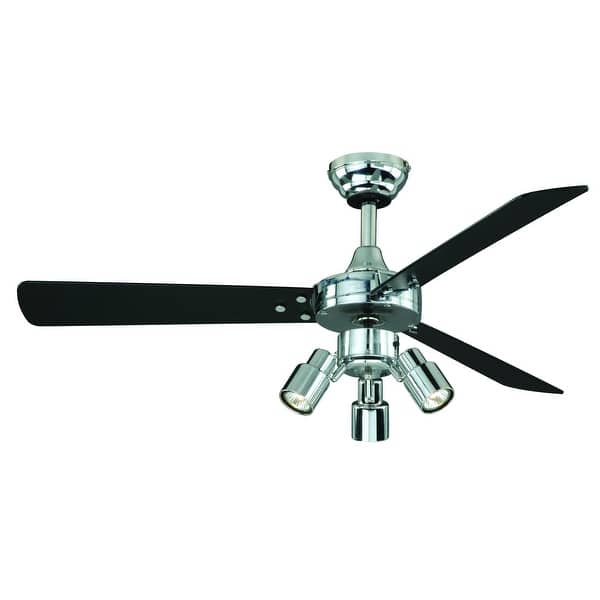 slide 2 of 7, Cyrus Urban Loft 42 inch Chrome LED Ceiling Fan with Light - 42-in W x 17-in H x 42-in D