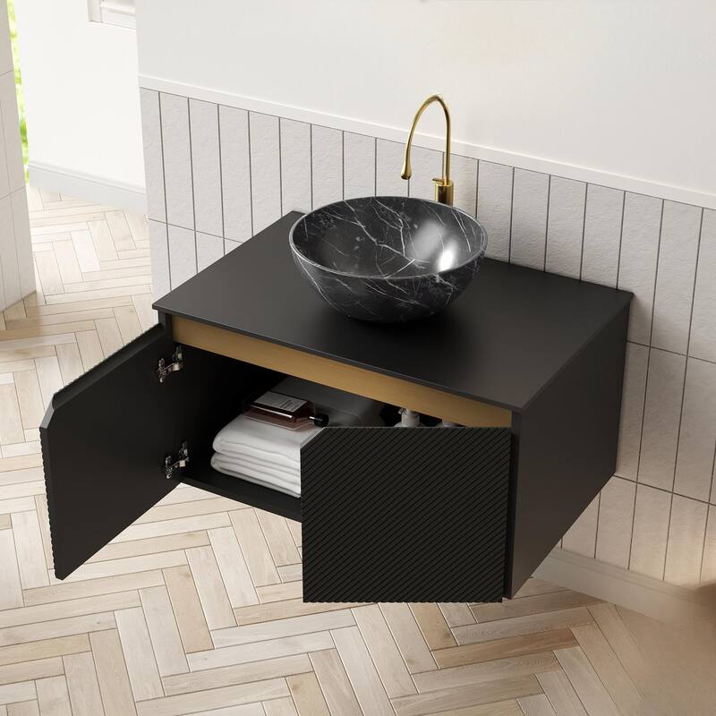 Wall-mounted Bathroom Vanity with Bowl Vessel Basin