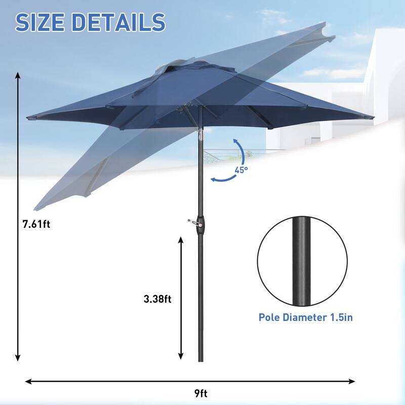 Ainfox 9ft Outdoor Patio Umbrella Without Base for Garden, Patio, Swimming Pool