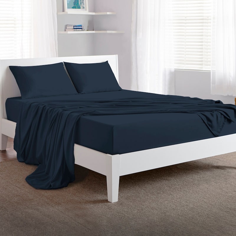 BEDGEAR Basic Sheet Set - Lightweight and Breathable Bedding - King - Navy