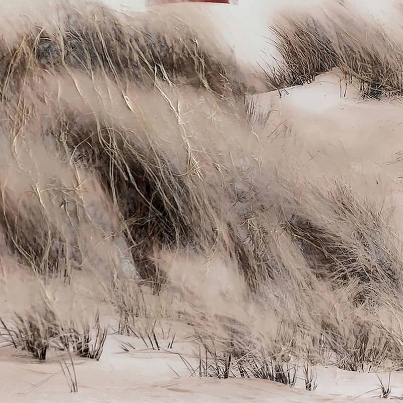 39 x 59 Hand Painted Lighthouse Atop Grassy Beach, Resin Frame, Multicolor - Brown, Red, White