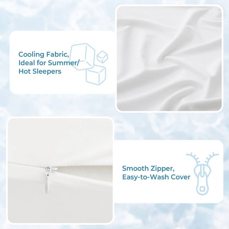 Set of 2 Cooling Breathable Gel-Infused Memory Foam Bed Pillow for Summer, Cool Touch for Hot Sleepers - White