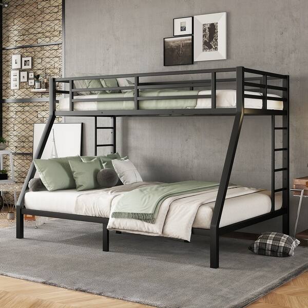 slide 2 of 9, Metal Bunk Bed for Teens and Adults,Space-Saving/Noise Reduced/No Box Spring Needed, Black Black-3 - Twin
