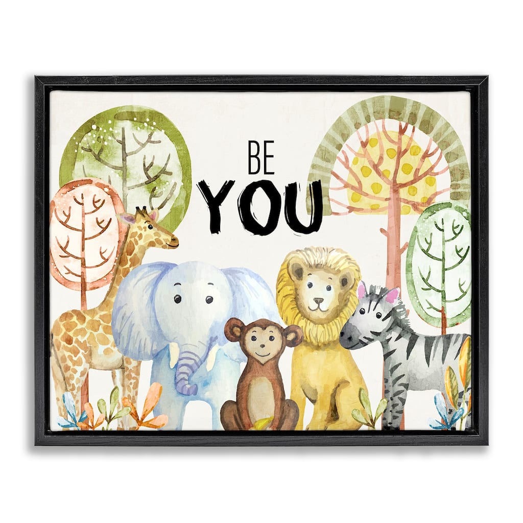 Stupell Be You Jungle Animals Framed Floater Canvas Wall Art Design By Kim Allen