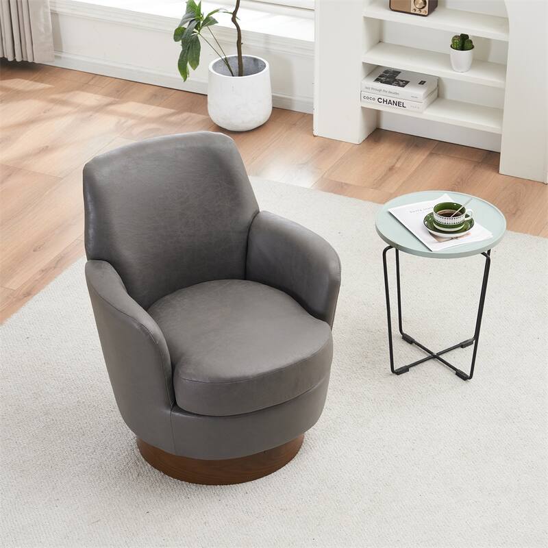 Swivel Round Accent Chairs Armchair with Stainless Steel Base