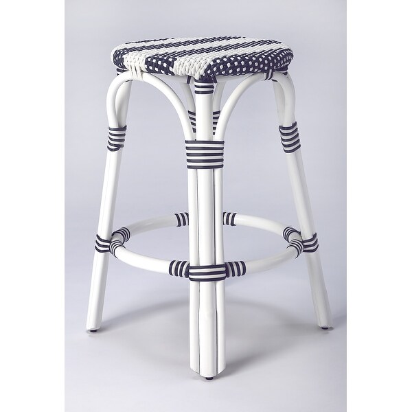Blue and white rattan bar stools cheap