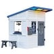 preview thumbnail 8 of 31, Teamson Kids Issac Wooden Playhouse with Colorful Overhang, Flower Box and Bench