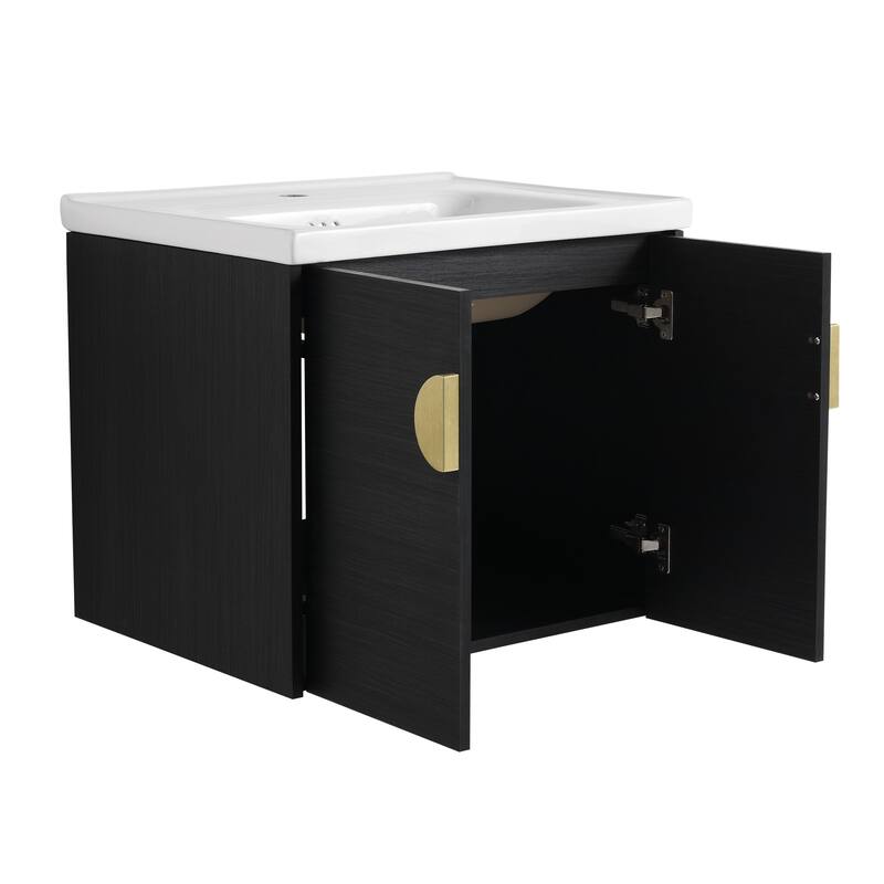 GDFStudio - Emerson Stylish Wall-Mounted Bathroom Vanity with Soft-Close Doors and Ceramic Sink