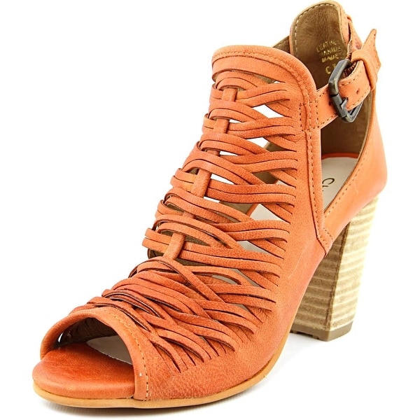 Charles By Charles David Coll Women Open-Toe Leather Orange Slingback Heel