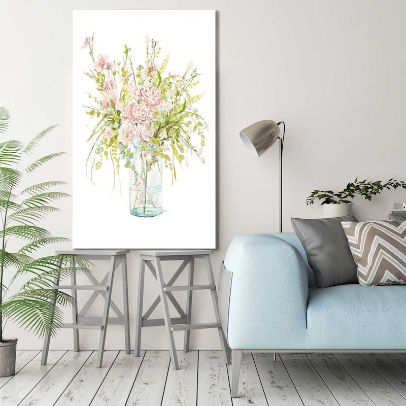 "Flowers in Glass Vase" Print on Canvas