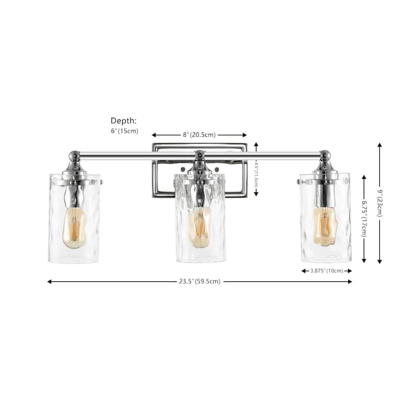 SAFAVIEH Lighting Mavluda 3-Light 24-inch Glass Shade Wall Sconce (LED Bulbs Included) - 23.5 In. W x 6 In. D x 9 In. H