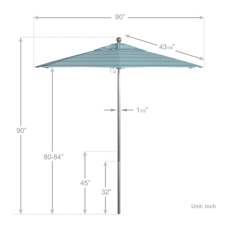 California Umbrella 75' Venture Series Patio Umbrella, Silver Aluminum Pole Fiberglass Ribs Push Lift Sunbrella