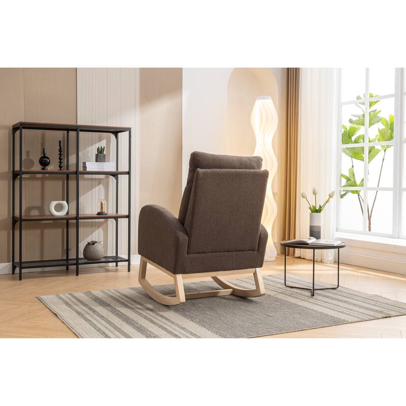 Teddy Fabric Rocking Chair With Right Pocket