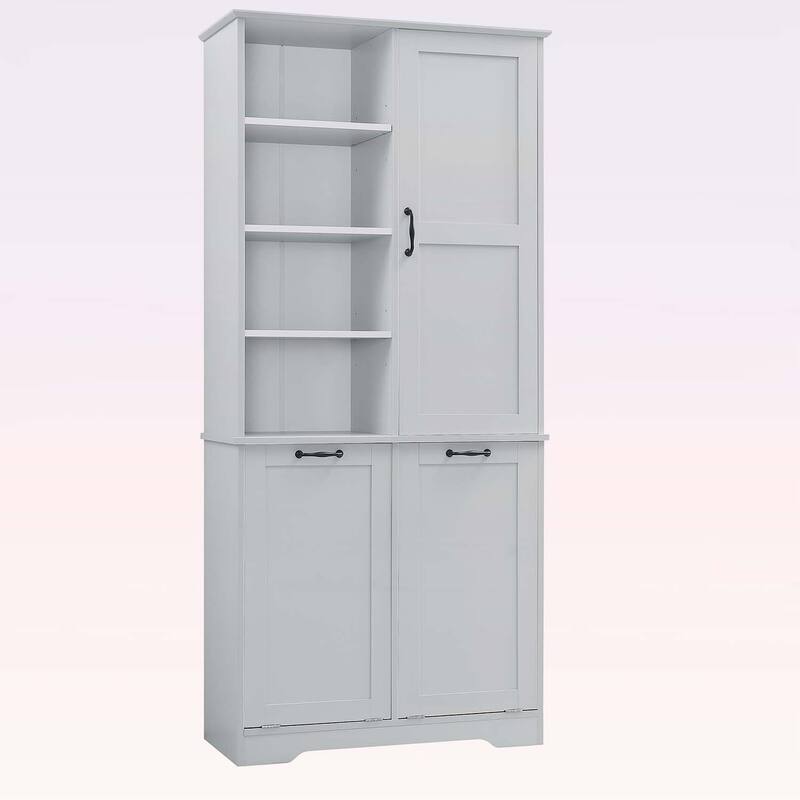 Stylish and Functional Bathroom Storage Cabinet with Doors,Drawers,Tilt-Out Laundry Hamper