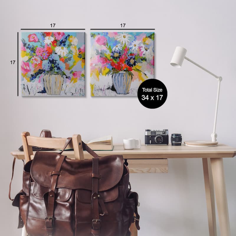 Stupell Vibrant Flower Vase Collection Canvas Wall Art Design By Joan Curtis (Set of 2)