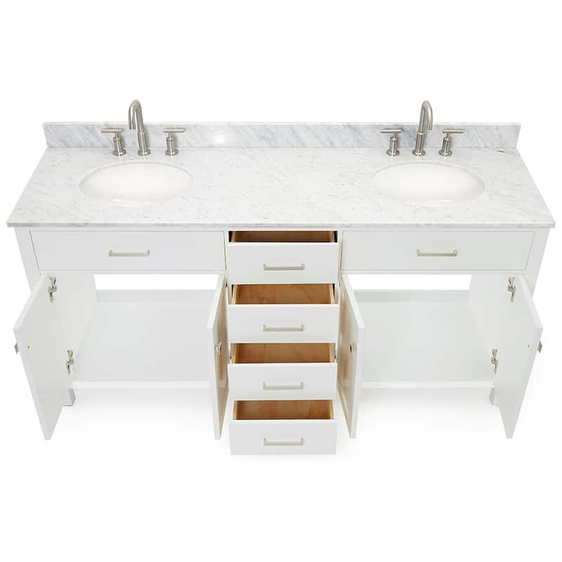 Ariel H073DCW2OVO Bristol 73" Free Standing Double Oval Basin Vanity