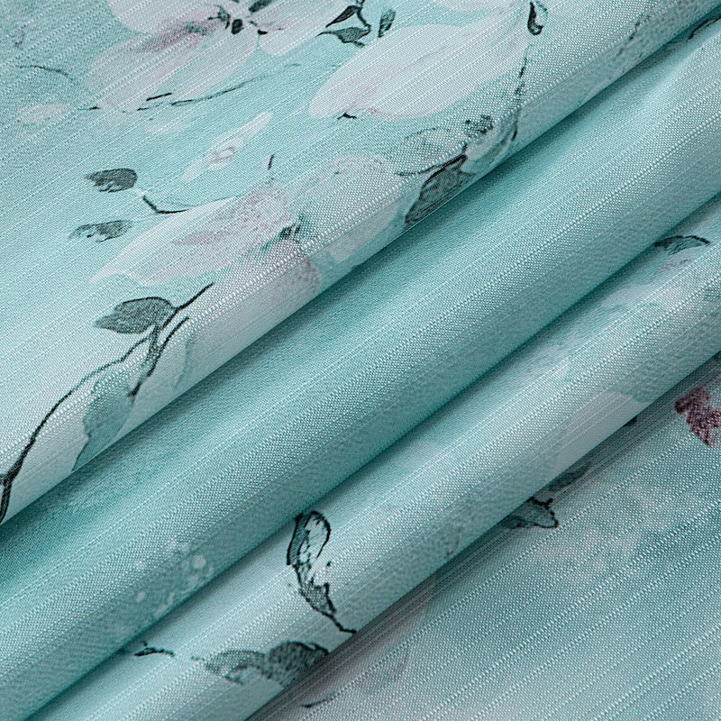 Dainty Home Cascading Florals 3D Textured Fabric Shower Curtain with 12 Metal Rollerball Hooks, 70" x 72"