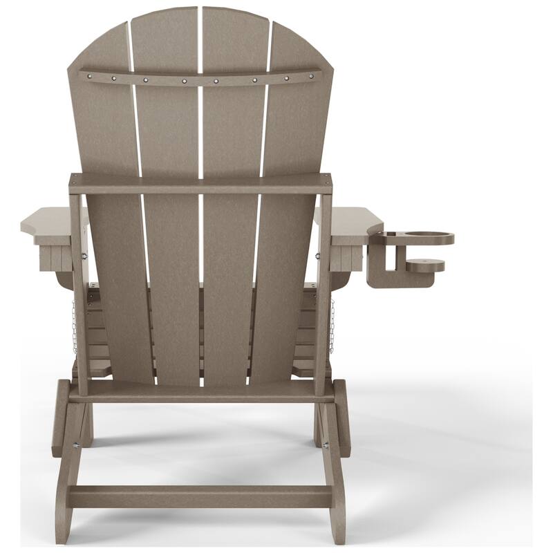 Laguna Outdoor Folding Adjustable Adirondack Chair with Cup Holder & Hideaway Ottoman (Set of 2)