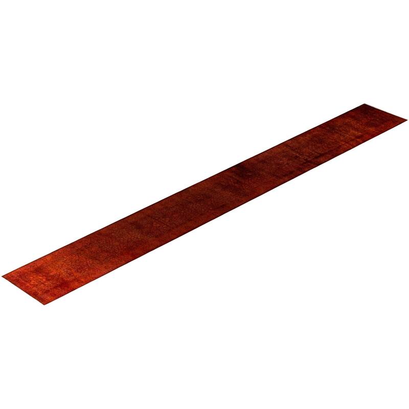 Overton Hand Knotted Wool Vintage Inspired Modern Contemporary Overdyed Orange Area Rug - 2' 8" x 22' 9"