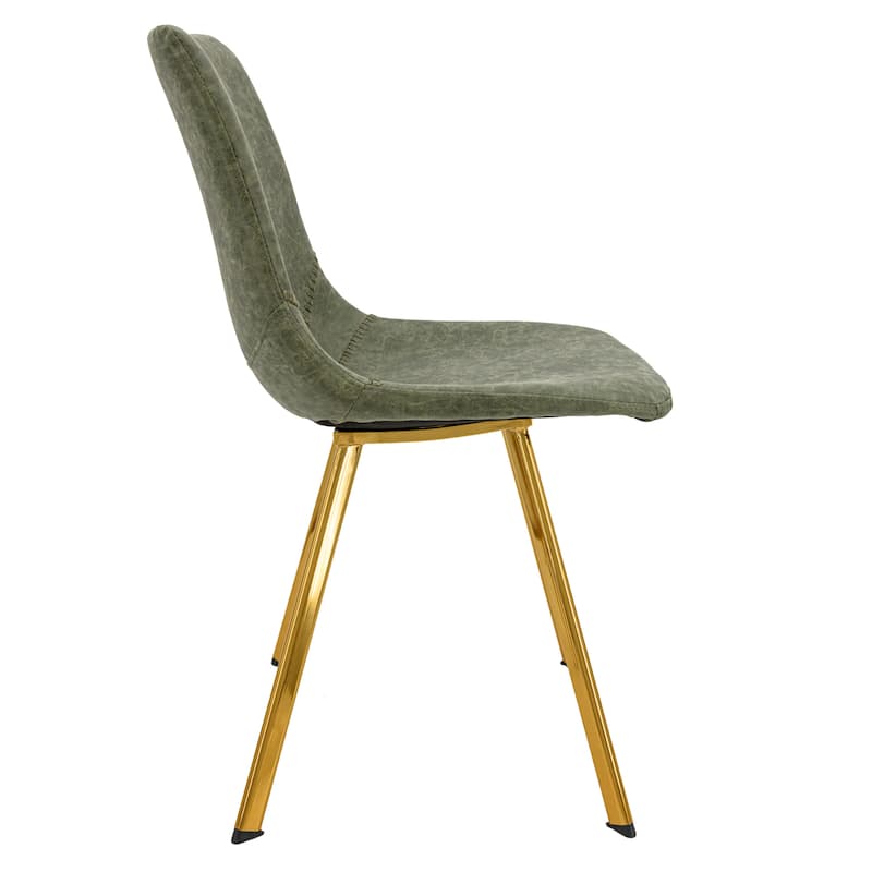 Markley Leather Dining Chair With Gold Metal Legs Modern Accent Side Chair