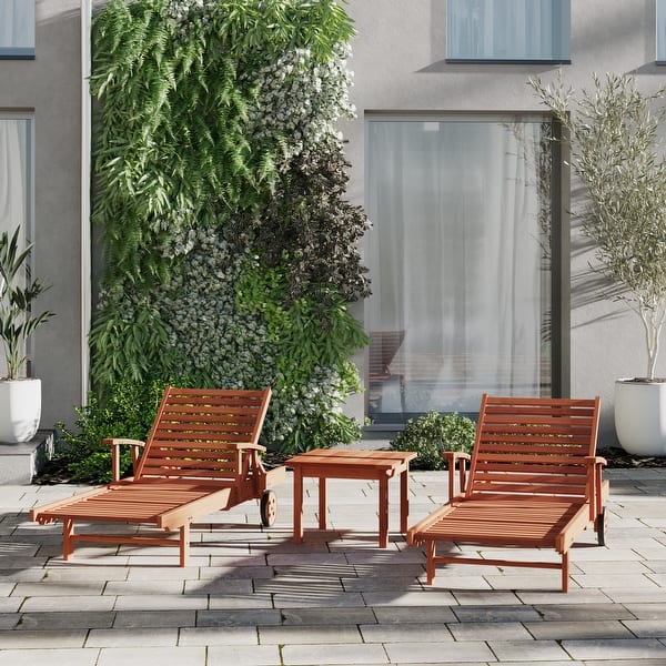 Wood Outdoor Patio 3pc Lounger Set Bed Bath & Beyond 21181399