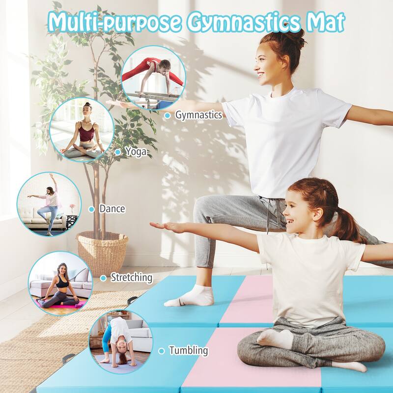 Gymax 8' x 4' x 2'' Folding Gymnastics Mat Tumbling Exercise PU
