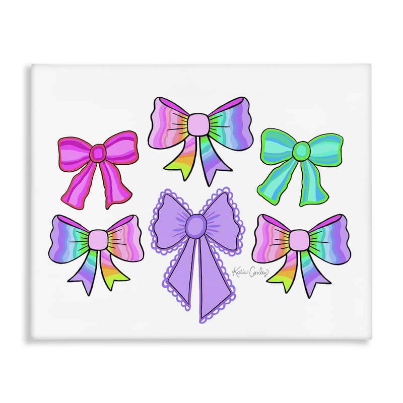 Stupell Playful Bowtastic Ribbons Canvas Wall Art Design By Katie Conley - 30 x 24