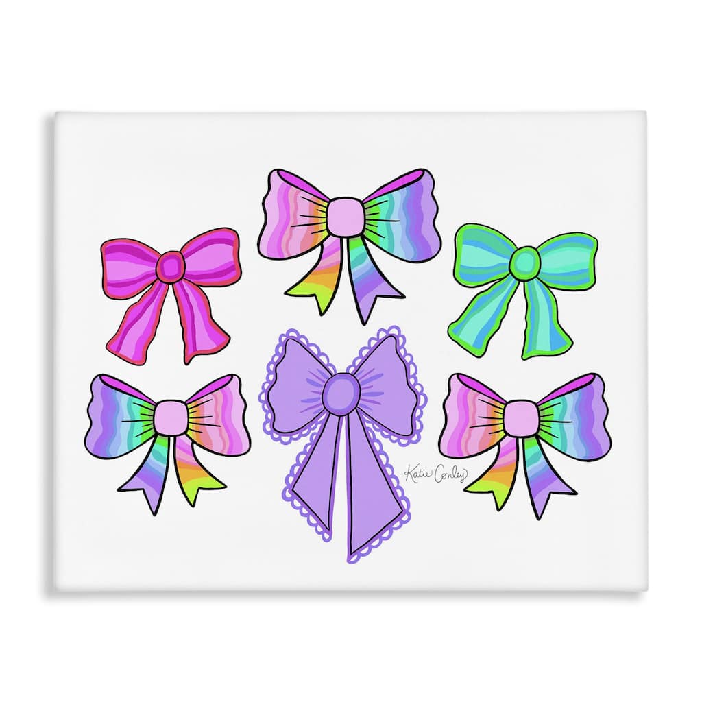Stupell Playful Bowtastic Ribbons Canvas Wall Art Design By Katie Conley