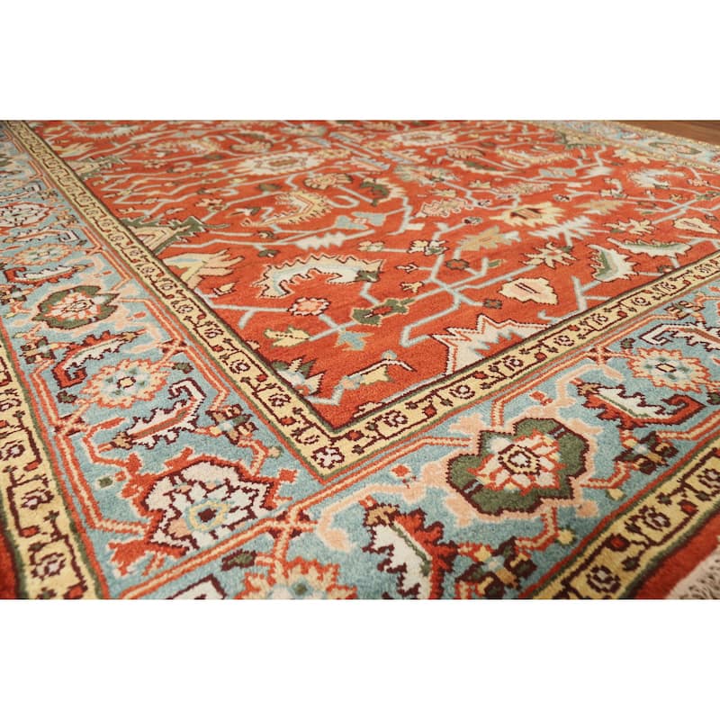 Hand Knotted Oriental 100% Wool Carpet Transitional All-Over Oranges & Rust Oushak Area Rug - 10' 2'' X 8' 1''