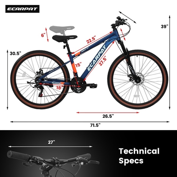 27-Inch Mountain Bike with 21-Speed Shimano Drivetrain and Dual