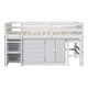 preview thumbnail 8 of 9, White Twin Size Wood Low Loft Bed With Pull-Out Desk, Drawers, Cabinet, and Shelves