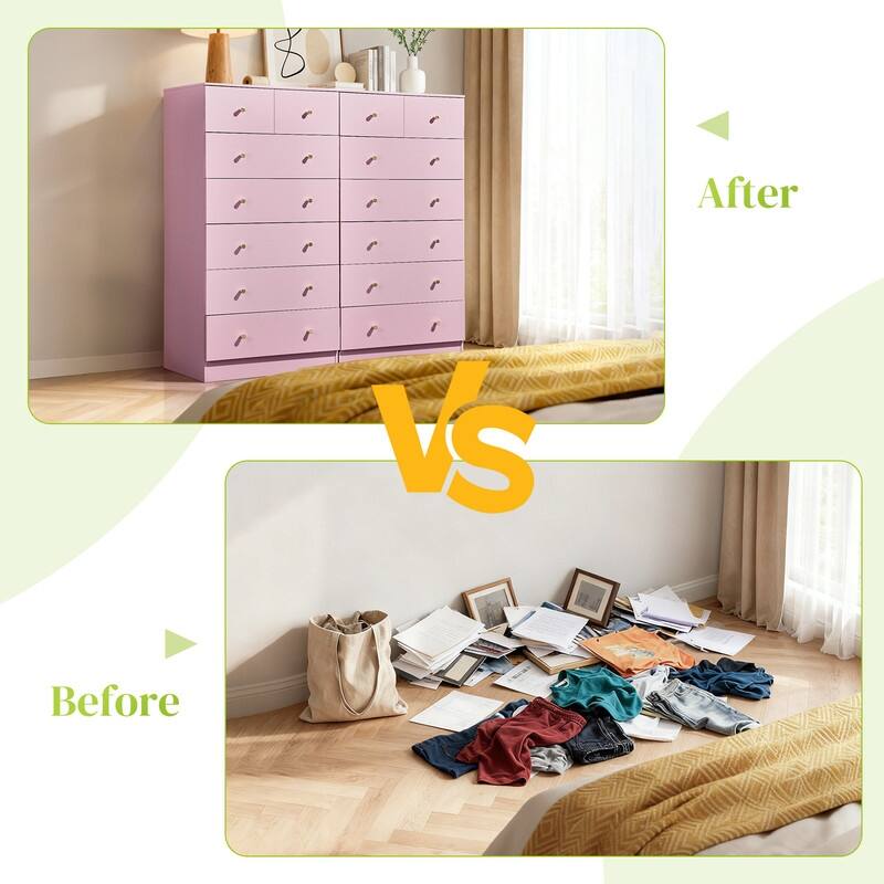 Large 7-Drawer Dresser For Bedroom And Chest Of Drawers With Sturdy Construction Wood Storage Organizer For Closet
