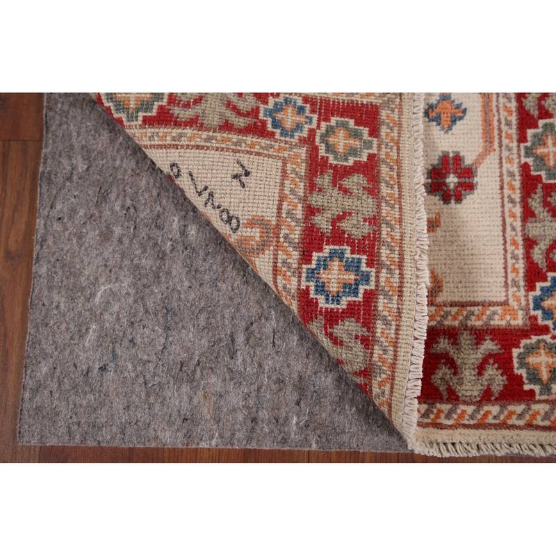 Hand Knotted Oriental 100% Wool Carpet Traditional Geometric Beige & Ivories Kazak Area Rug - 2' 10'' X 1' 10''