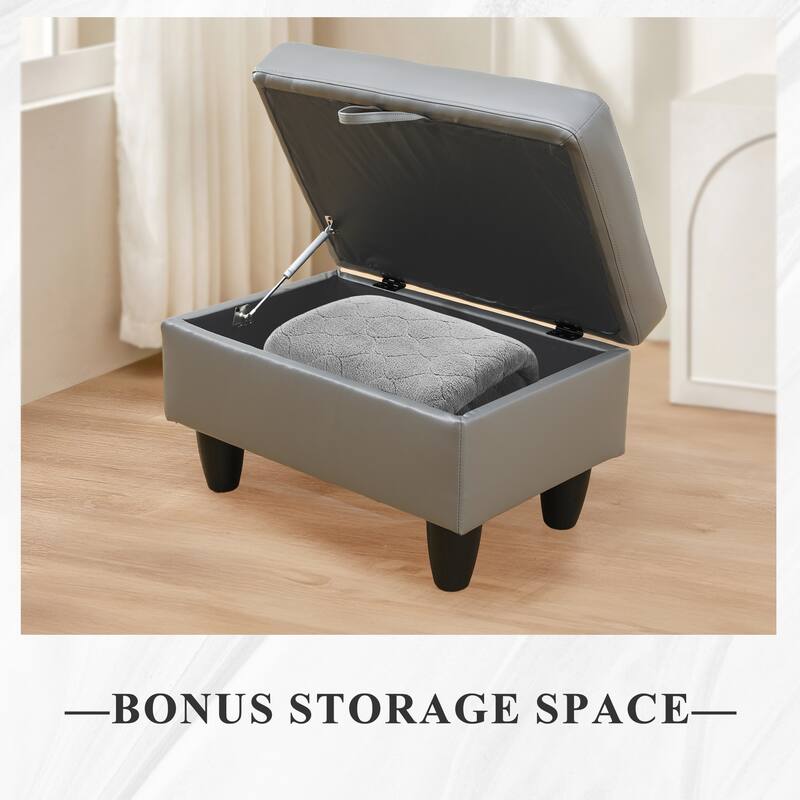 3-Piece Upholstered Sectional Sofa Set With Storage Ottoman